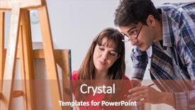  Presentation with coaching - Theme featuring mentoring pictures - artist coaching student in painting background and a  colored foreground