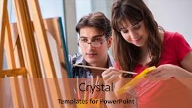  Presentation with coaching - Colorful slide set enhanced with mentoring pictures - artist coaching student in painting backdrop and a  colored foreground