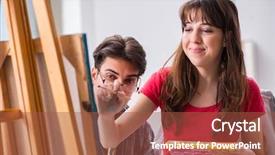  Presentation with coaching - Colorful presentation theme enhanced with mentoring pictures - artist coaching student in painting backdrop and a  colored foreground