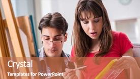  Presentation with coaching - Audience pleasing presentation design consisting of mentoring pictures - artist coaching student in painting backdrop and a  colored foreground