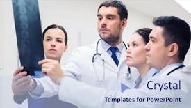  Presentation with spine - Audience pleasing slide set consisting of mentoring pictures - clinic people healthcare and medicine backdrop and a  colored foreground