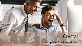  Presentation with computer - Slides enhanced with mentoring pictures - picture of excited surprised shocked background and a coral colored foreground