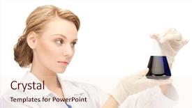  Presentation with chemicals - Audience pleasing presentation theme consisting of mentoring pictures - picture of female chemist holding backdrop and a  colored foreground