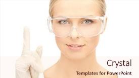  Presentation with female ovary cycle - Beautiful theme featuring mentoring pictures - picture of female scientist backdrop and a  colored foreground