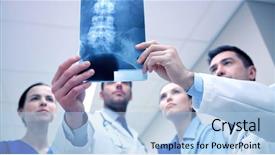  Presentation with spine surgery - Beautiful presentation design featuring mentoring pictures - surgery people healthcare and medicine backdrop and a light blue colored foreground