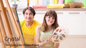  Presentation with mentoring - Slide deck having mentoring pictures - young couple enjoying painting background and a  colored foreground