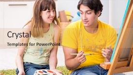  Presentation with broken home upset couple - Amazing slides having mentoring pictures - young couple enjoying painting backdrop and a yellow colored foreground