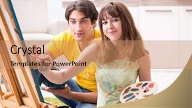  Presentation with mentoring - Theme enhanced with mentoring pictures - young couple enjoying painting background and a coral colored foreground