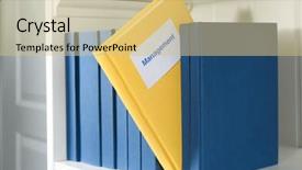  Presentation with management - Presentation design with book of management on shelf background and a soft green colored foreground