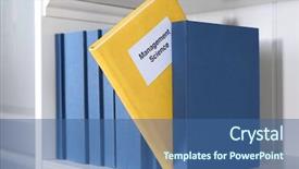  Presentation with management - Cool new slide set with book of management science on shelf backdrop and a ocean colored foreground