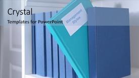  Presentation with management - Amazing presentation design having book of management styles backdrop and a light blue colored foreground