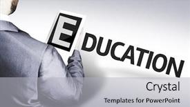  Presentation with education system - Audience pleasing PPT theme consisting of elearning system - business man with the text backdrop and a  colored foreground