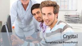  Presentation with class - Beautiful presentation theme featuring programs colleges - two students in class backdrop and a light blue colored foreground