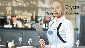  Presentation with restaurant menu - Slide deck with menu at the indoor restaurant background and a coral colored foreground