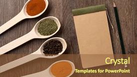  Presentation with spices export - Presentation theme enhanced with menu board - notebook and pencil for recipes background and a tawny brown colored foreground