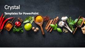  Presentation with spices - Slide deck consisting of menu board - various herbs and spices background and a dark gray colored foreground