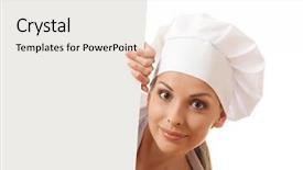  Presentation with cutout paper people standing around globe holding hands - Cool new theme with menu board - woman cook holding paper sign backdrop and a white colored foreground