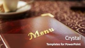  Presentation with restaurant menu - Cool new presentation theme with menu book on table backdrop and a tawny brown colored foreground