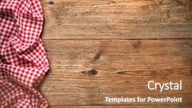  Presentation with tablecloth - Theme with menu card - red checkered tablecloth on wooden background and a coral colored foreground