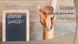  Presentation with design work - Presentation theme enhanced with menu chalk handwritten over vintage background and a coral colored foreground