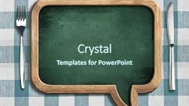  Presentation with restaurant menu black board chalkboard - PPT theme enhanced with menu chalkboard on table background and a ocean colored foreground