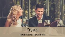  Presentation with restaurant menu - Beautiful PPT theme featuring menu in a restaurant backdrop and a coral colored foreground