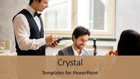  Presentation with restaurant menu - Theme enhanced with menu in a restaurant background and a coral colored foreground