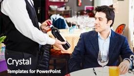  Presentation with restaurant menu - Cool new PPT layouts with menu listing - customer choosing a wine bottle backdrop and a wine colored foreground