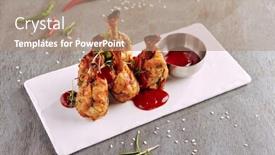  Presentation with hot sauce - PPT theme having red chilli standing - menu of gastronomic restaurant hot background and a coral colored foreground