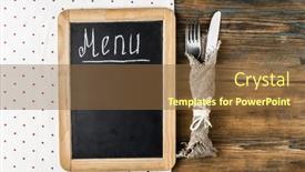  Presentation with table setting - Audience pleasing PPT layouts consisting of menu-title-written-white-chalk backdrop and a tawny brown colored foreground