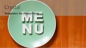  Presentation with white letters - PPT theme with menu-white-letters-on-plate background and a mint green colored foreground