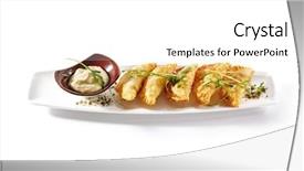  Presentation with white cheese - Slide deck featuring menu with crispy burnt turnover background and a white colored foreground