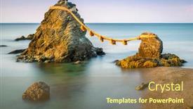  Presentation with dawn - Presentation design consisting of meoto iwa rocks futami mie prefecture japan at dawn background and a tawny brown colored foreground