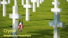  Presentation with cemetery - Beautiful slide set featuring coleville-sur-mer omaha beach backdrop and a tawny brown colored foreground