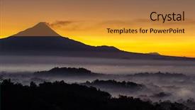  Presentation with indoneisa - Presentation theme with merapi volcano and borobudur temple background and a gold colored foreground