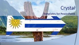  Presentation with uruguay - Audience pleasing slides consisting of mercedes - uruguay flag wooden sign backdrop and a sky blue colored foreground