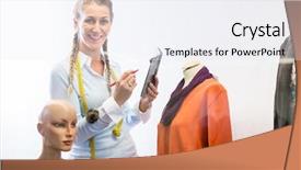  Presentation with merchandise - Slide set featuring merchandise - shopkeeper decorating shop window background and a white colored foreground