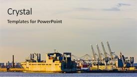  Presentation with new york - Amazing PPT theme having merchant navy - port in upper new york backdrop and a  colored foreground