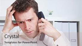  Presentation with waiting - Slide deck consisting of merchant services - frustrated business man waiting background and a coral colored foreground