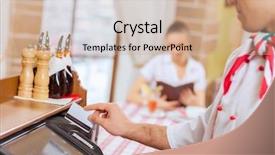  Presentation with chef - Slide set consisting of merchant services - image of handsome chef inserting background and a coral colored foreground