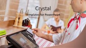  Presentation with chef - Audience pleasing PPT layouts consisting of merchant services - image of handsome chef inserting backdrop and a coral colored foreground