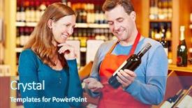  Presentation with wine store - PPT theme enhanced with overhead view female hand grab christmas mince pie cup cake from festive star shape plate on dark background background and a light gray colored foreground.