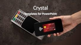  Presentation with card transaction - Presentation theme having merchant services - transaction completed on terminal background and a dark gray colored foreground