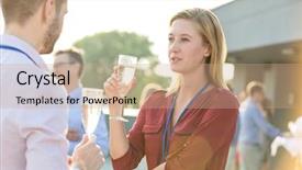  Presentation with farewell party for colleague - Beautiful PPT theme featuring merci de votre attention - business colleagues during success party backdrop and a  colored foreground