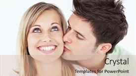  Presentation with gold man smile - Audience pleasing PPT theme consisting of merci de votre attention - careful man kissing his smiling backdrop and a coral colored foreground