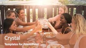  Presentation with dinner - Presentation featuring merci de votre attention - cheers at dinner with friends background and a  colored foreground