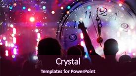  Presentation with new year - Audience pleasing theme consisting of merci de votre attention - clock close to midnight fireworks backdrop and a wine colored foreground