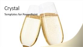  Presentation with two glasses of champagne - PPT theme featuring merci de votre attention - close-up of two glasses background and a white colored foreground