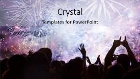  Presentation with fireworks on chinese new year - Presentation theme having merci de votre attention - fireworks and crowd waiting background and a light blue colored foreground