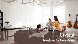  Presentation with new york - Theme with merci de votre attention - five friends making a toast background and a violet colored foreground